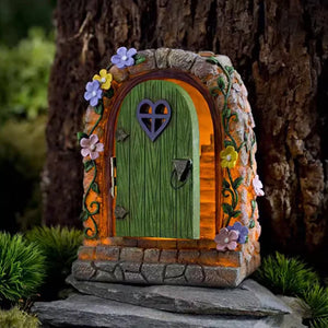 Solar Powered Fairy Door Statue with LED Light