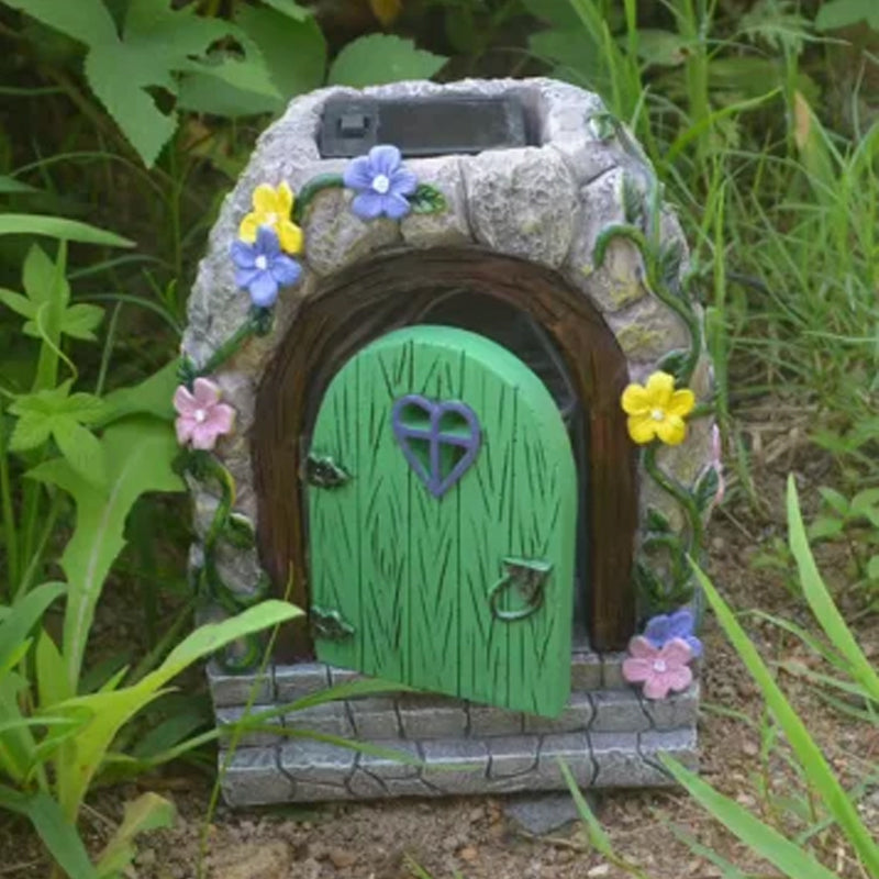 Solar Powered Fairy Door Statue with LED Light