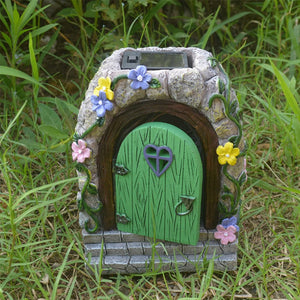 Solar Powered Fairy Door Statue with LED Light