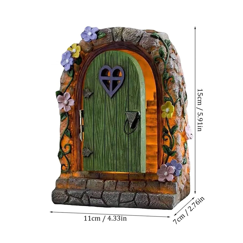 Solar Powered Fairy Door Statue with LED Light