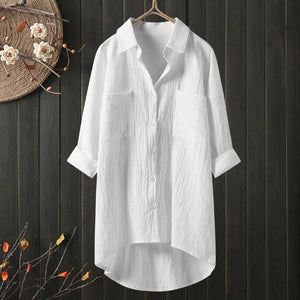 Solid Cotton Linen Women Shirt