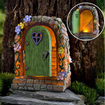 Solar Powered Fairy Door Statue with LED Light