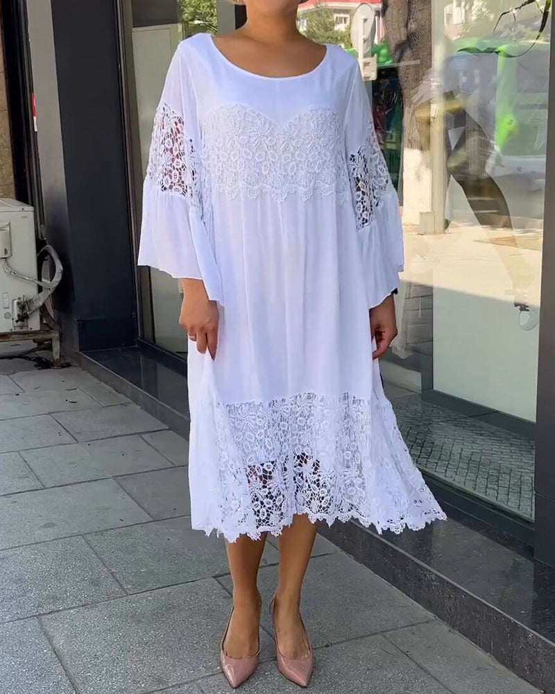 Round neck lace dress