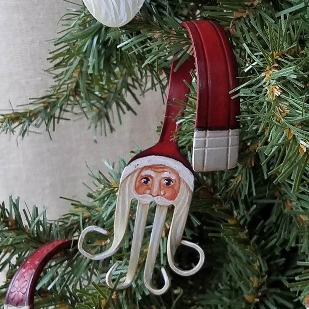 Curly Fork Santa Christmas Ornament