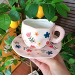 Handpainted Flower Ceramic Mug