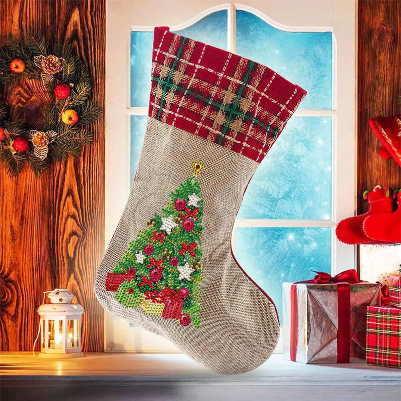 5D Diamond Painting Xmas Rhinestone Sock Embroidery Mosaic Gift Bag