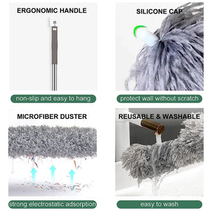 Retractable Washable Curved Microfiber Duster