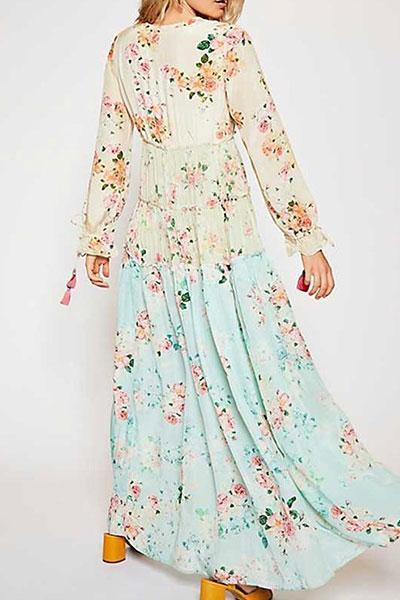 Best Bohemian Splicing Floral High-Waist Maxi Dresses