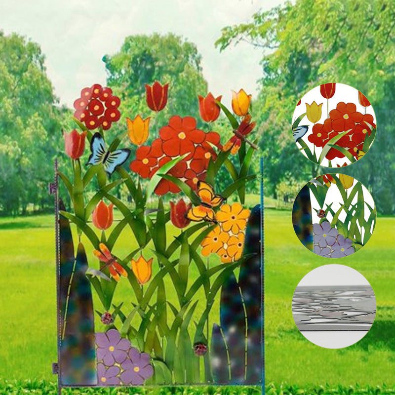 🌈Colorful Metal Butterfly and Flower Garden Screen