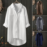 Solid Cotton Linen Women Shirt