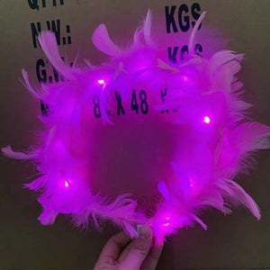 Girls Sweet LED Light Up Glowing Feather Crown