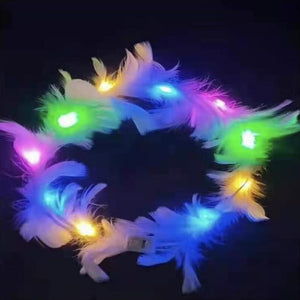 Girls Sweet LED Light Up Glowing Feather Crown