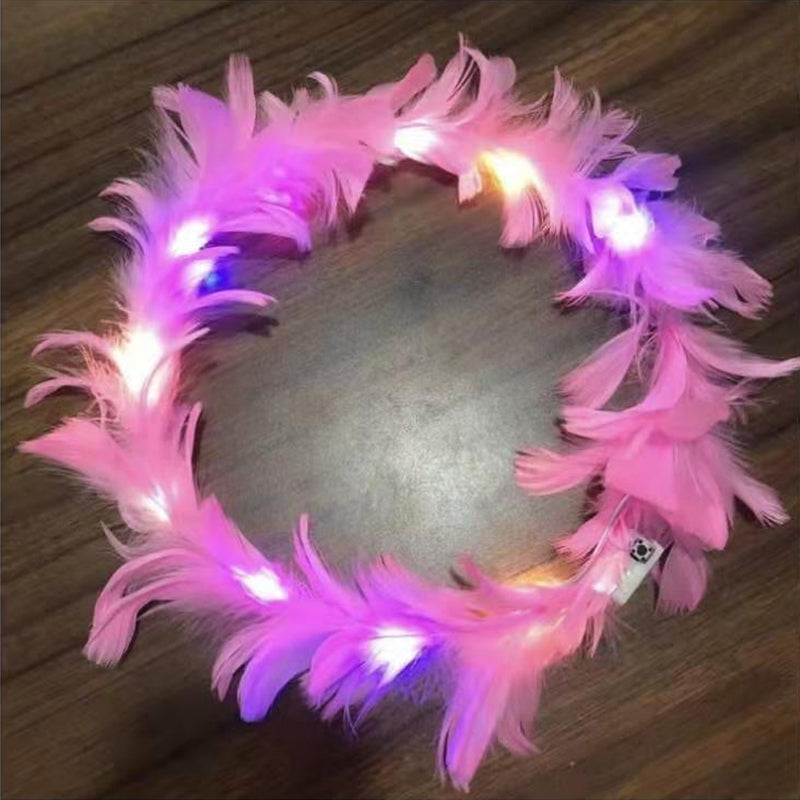 Girls Sweet LED Light Up Glowing Feather Crown