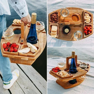 Portable Wooden Outdoor Picnic Wine Table