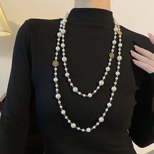 Pearl Flower Long Necklace