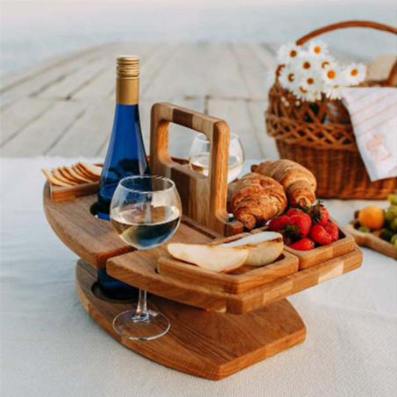 Portable Wooden Outdoor Picnic Wine Table