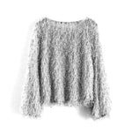 Round Neck Fluffy Pullover