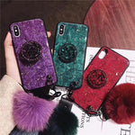 Hair Ball Airbag Bracket Holder Diamond iPhone Case