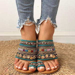 Ethnic boho style toe ring sandals