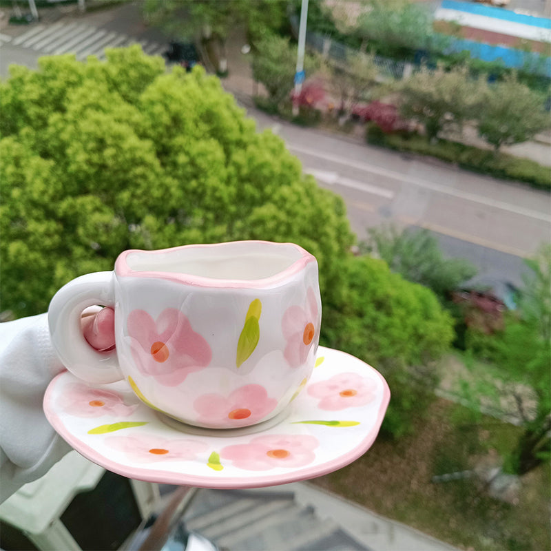 Handpainted Flower Ceramic Mug