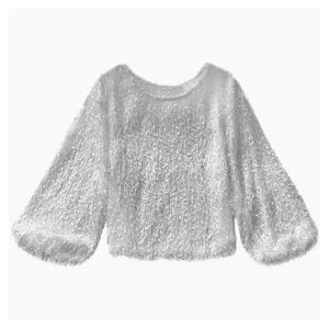 Round Neck Fluffy Pullover