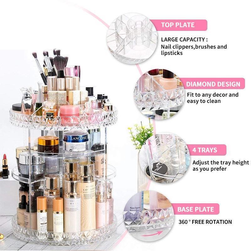 360° Rotating Crystal Cosmetic Storage Box