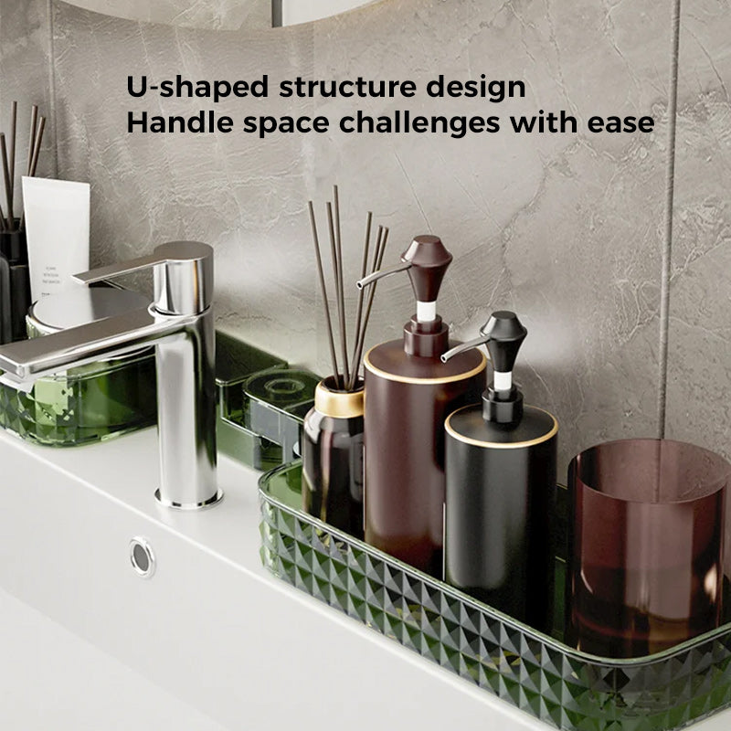 Multifunctional wall-mounted U-shaped rotating storage corner shelf