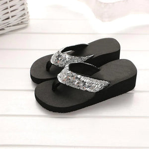 The Latest Summer Sequin Women's 2018 Non-slip Sandals Slipper Flip Flops for Indoor Outdoor