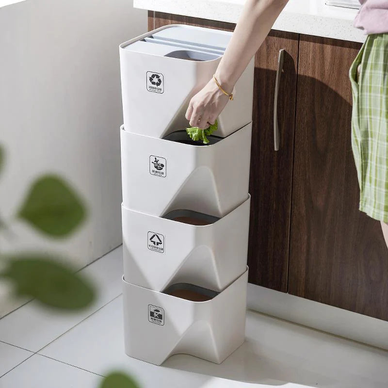 Household Stacked Folding Trash Bins