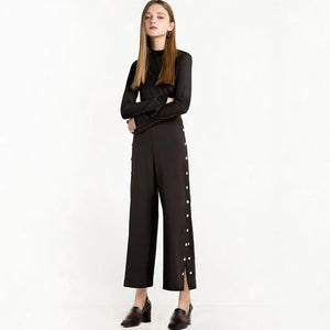 Button Side Slit Pants