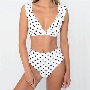 Polka Dot V Neck Swimsuit