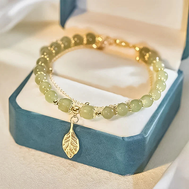 🔥Last Day Promotion 50% OFF💞hetian jade gold leaf bracelet