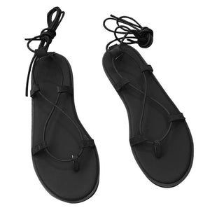 Toe Post Lace-Up Flat Sandals