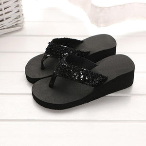 The Latest Summer Sequin Women's 2018 Non-slip Sandals Slipper Flip Flops for Indoor Outdoor