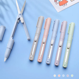 Mini Folding Pen Scissors Graving Knife for Kids