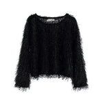 Round Neck Fluffy Pullover