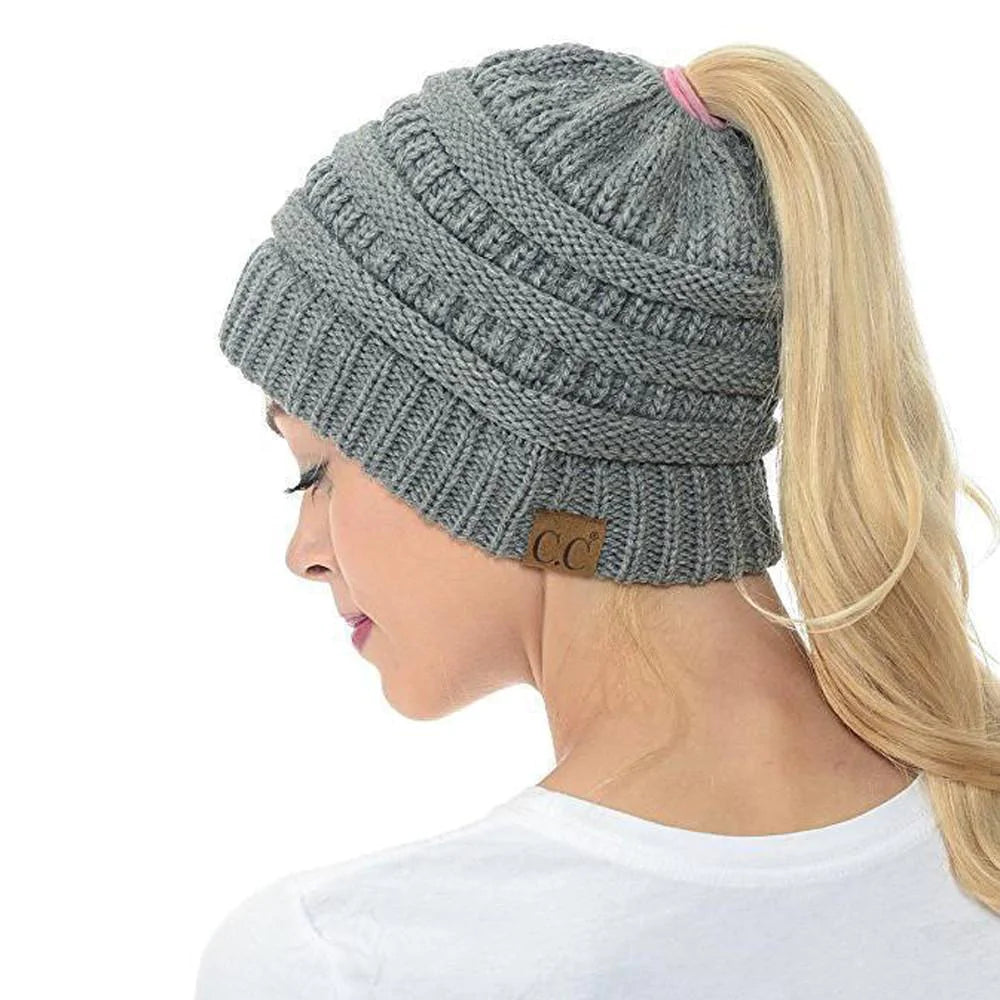 Soft Knit Ponytail Beanie