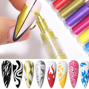 12 Colors Ultra Thin Curve Manicure Marker