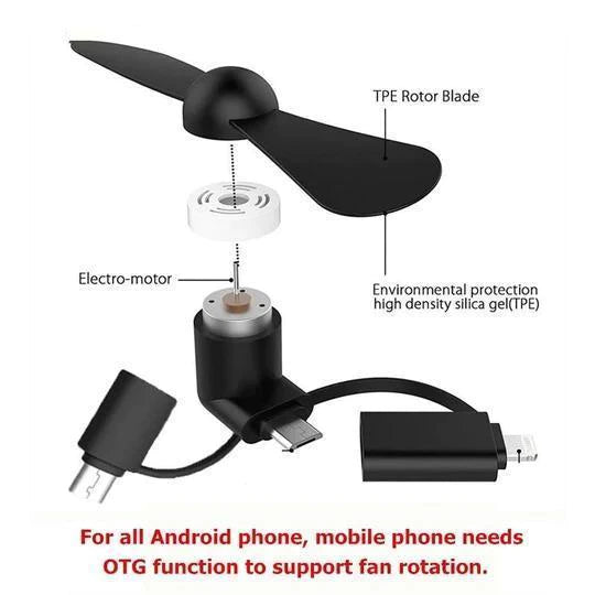 Portable Mini Cooling Fan For Android, IOS&Type C