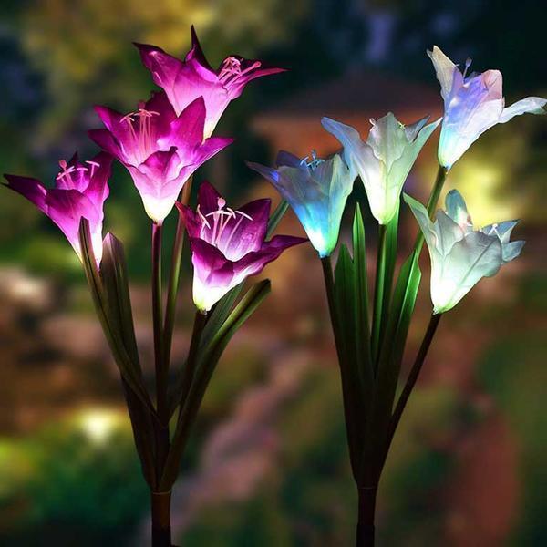 Solar Powered LED Flower Stake Set