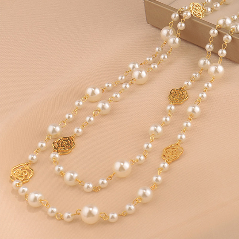 Pearl Flower Long Necklace