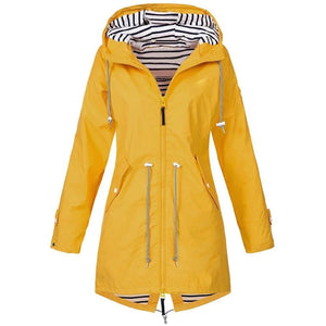 Long waterproof hooded jacket