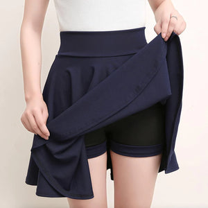 A-line Elastic Waist Pleated Shorts Skirts