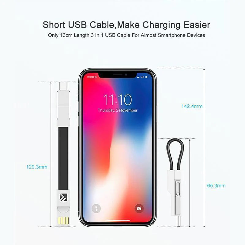 3-in-1 Keychain Data Sync Charge Cable