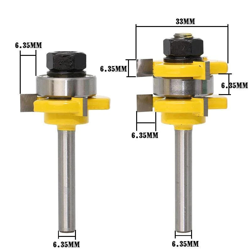 3-Teeth T-type Tenon Knife Cutter 2PCS - Yellow 1/4