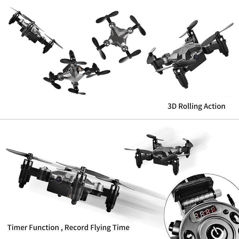 Mini Drone Aircraft Foldable Aerial WiFi Watch Remote Control