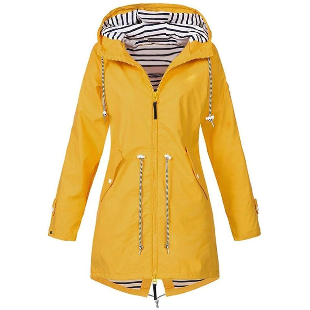 Long waterproof hooded jacket