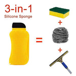 3-in-1 Silicone Cleaning Brush Scrub，Scrape & Squeegee