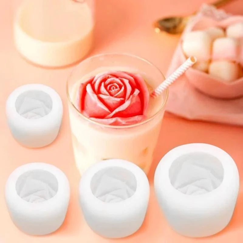 3D Silicone Rose Shape Ice Cube Mold