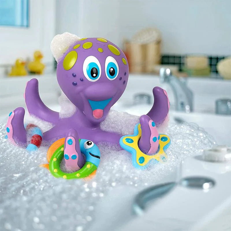 Floating Purple Octopus with 3 Hoopla Rings